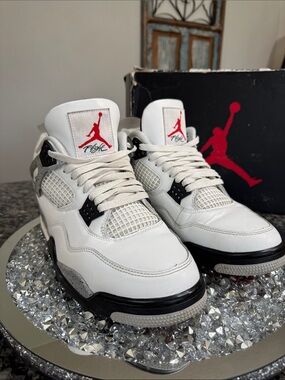 Jordan retro 4 White Black Red Retro Basketball Sneakers